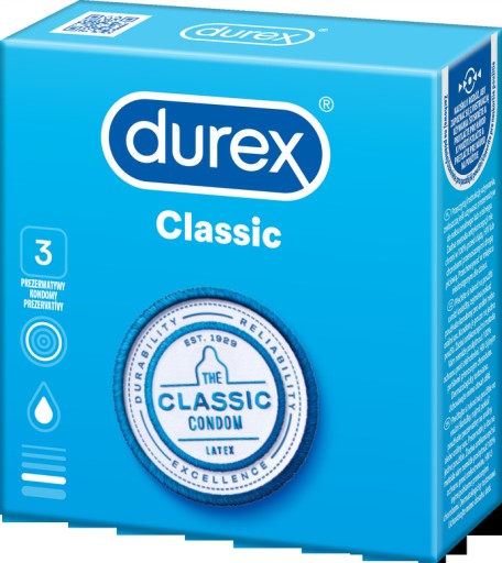 Kondómy Durex Classic, 3 ks