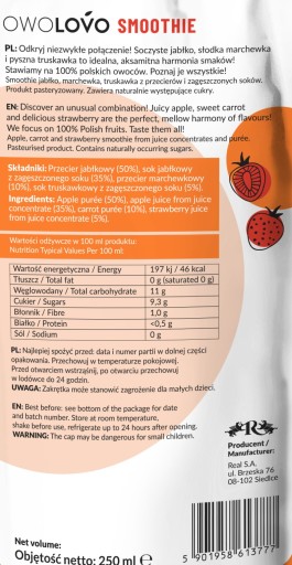 OWOLOVO Smoothie_Carrot Jahoda 250ml