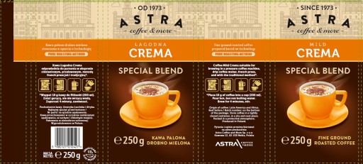 Káva ASTRA, MILD Crema, jemne mletá, 250 g