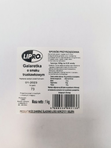 Jahodové želé 1kg LIPRO