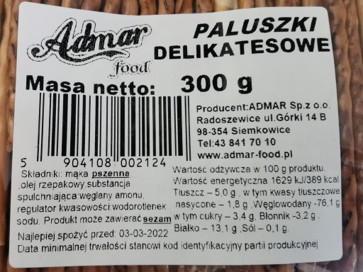 Delikatesné tyčinky Admar 300 g