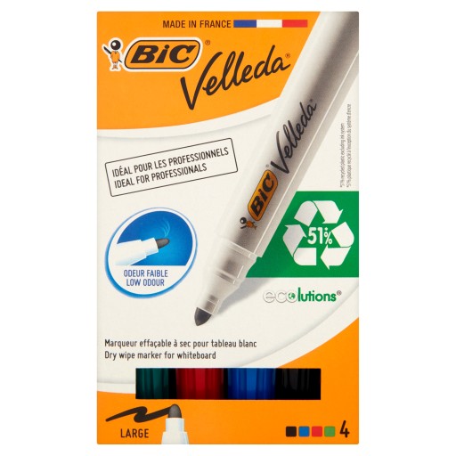 Popisovač Bic Velleda za sucha 4 ks