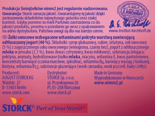 NIMM2 Śmiejżelki Ovocie a jogurt Storck 100 g