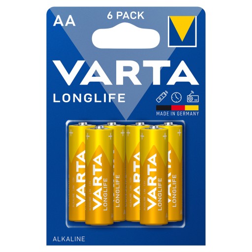 Alkalické batérie VARTA Longlife LR6/AA, 6 kusov