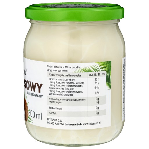Rafinovaný kokosový olej Intenson 500 ml