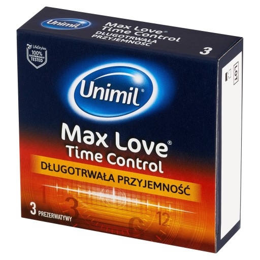 Unimil Max Love Time Control vlhčené latexové kondómy 3 ks