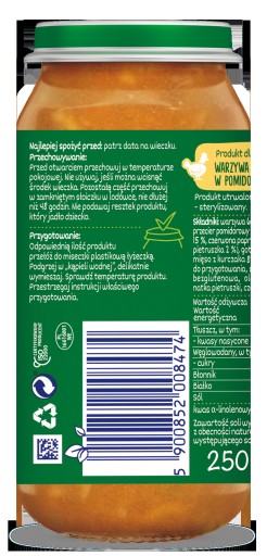 BoboVita Junior Zelenina s kuracím mäsom v paradajkách 1-3 roky 250 g