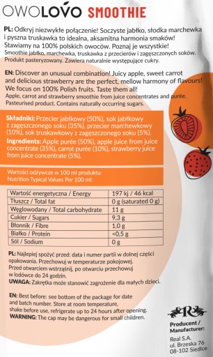 OWOLOVO Smoothie_Carrot Jahoda 250ml