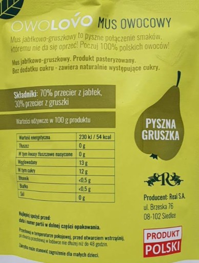 Owolovo hrušková pena 200 g