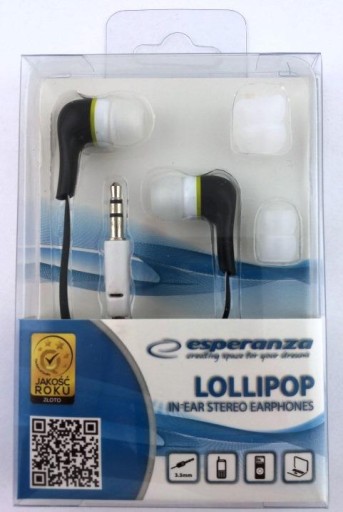 EH146K Lollipop slúchadlá do uší čierne Esperanza