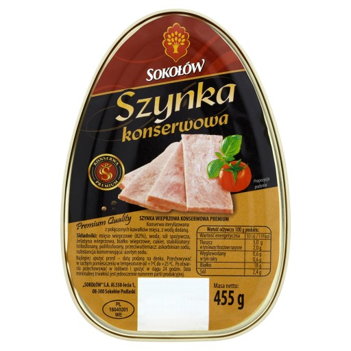 Prémiová bravčová šunka z konzervy 455g Sokołów