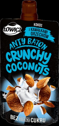 ŁOWICZ ANTYBATON pena CRUNCHY COCONUTS KOKOS kúsky ORECHOV bez cukru 100g