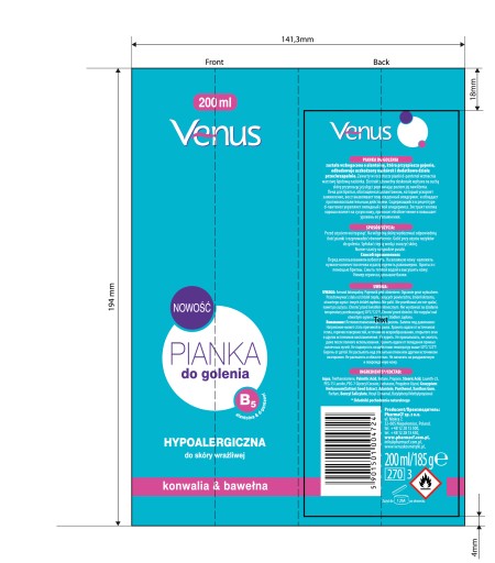 VENUS Pena na holenie Hypoalergénna 200 ml