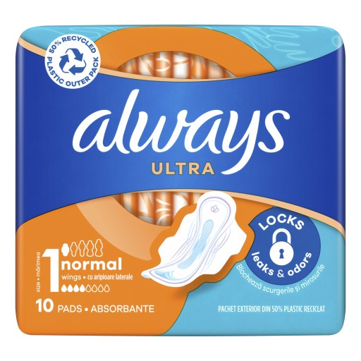 Hygienické vložky Always Ultra Normal Plus s krídelkami, 10 ks.