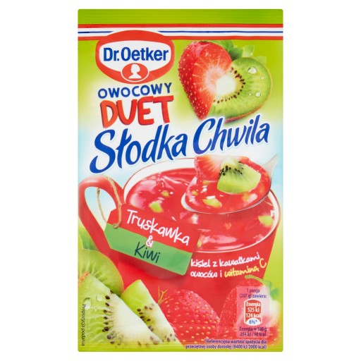 DR. Oetker Słodka Chwila Ovocný duet Jahoda & Kiwi želé s kúskami