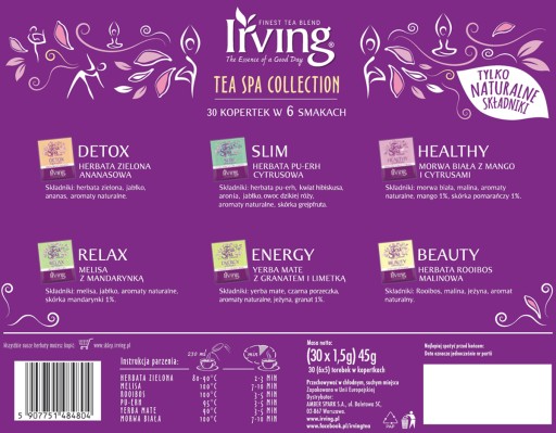 Irving Tea Set Kolekcia NATURAL čajov 6 príchutí 30 ks