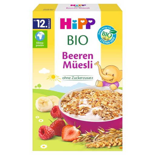 Hipp Bio mlieko Müsli Jahody Maliny 200g 12m