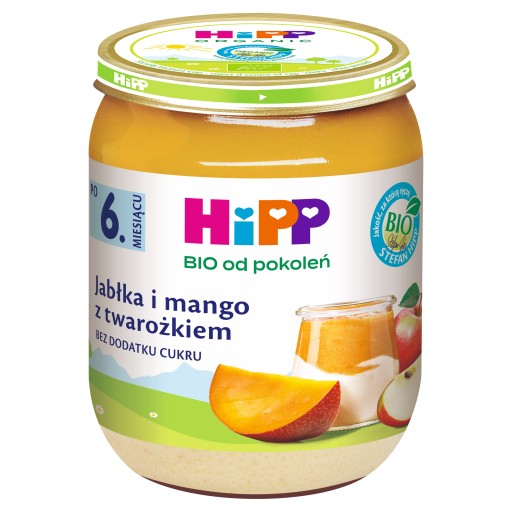 HiPP Jablká a mango s bio tvarohom, 160g