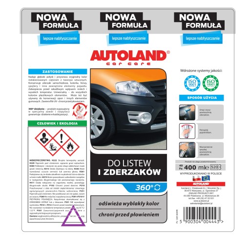 AUTOLAND BAMP STAROSTLIVOSŤ O PRÚHY A NÁRAZNÍKY A PLASTY 400ML