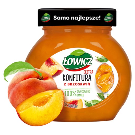 Łowicz broskyňový džem, minimum cukrov, 240 g