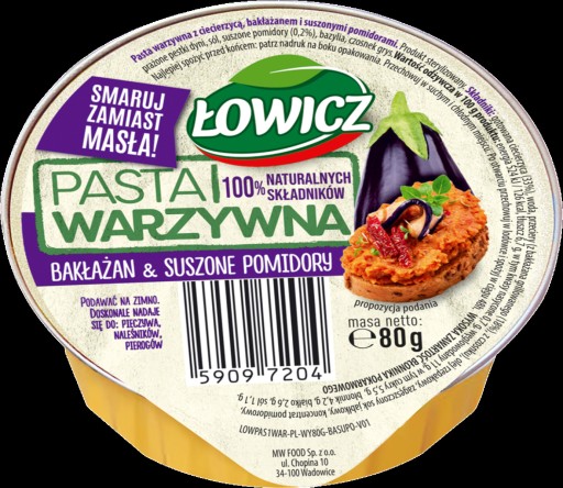 ŁOWICZ Zeleninová pasta z baklažánu a sušených paradajok 80g
