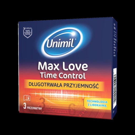 Unimil Max Love Time Control vlhčené latexové kondómy 3 ks