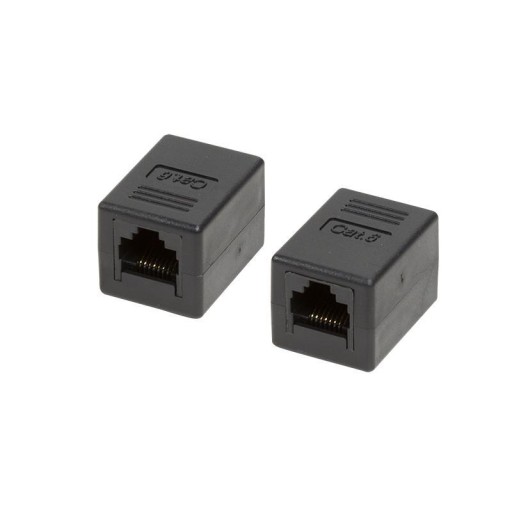 Konektor RJ45-RJ45 zásuvka-zásuvka, cat.6 UTP, čierny