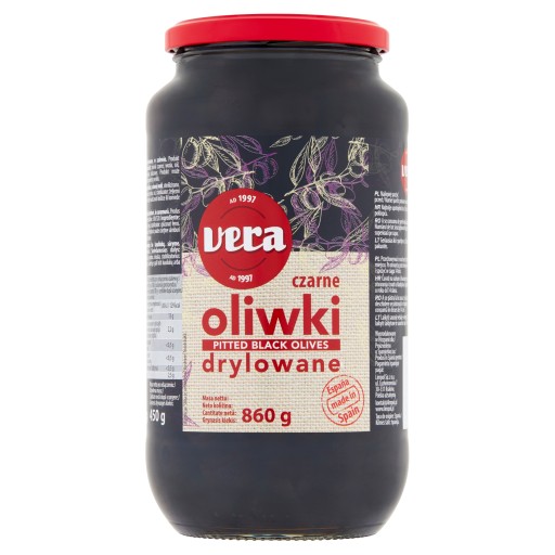 VERA čierne olivy bez kôstky 860 g