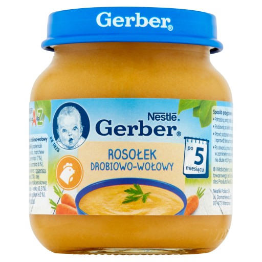 Gerber Domáci kurací a hovädzí vývar 5m+ 125g