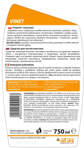 Čistič plastov Atas Vinet 750 ml