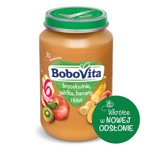 BoboVita Jablká, broskyne a kiwi po 6 mesiacoch 190 g
