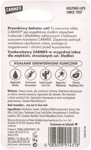 Carmex Ochranný rúž v tube, jahoda, 10g