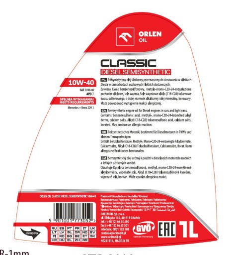 Półsynt Orlen Oil CLASSIC DIESEL SEMISYNTETIC 10W-40 Motorový olej | 1 l