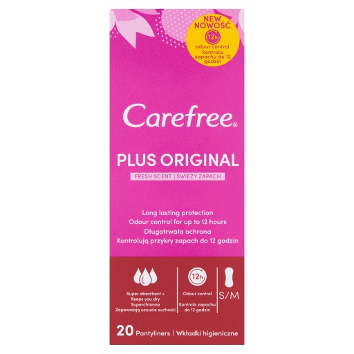 CAREFREE Plus Normal hygienické vložky svieža vôňa 20 ks