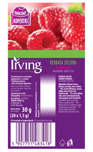 ZELENÝ ČAJ S PRÍCHUŤOU MALINY Irving 20T