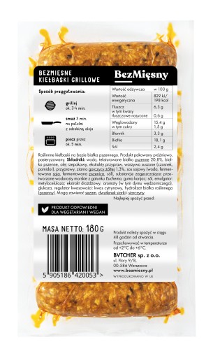 Bezmäsité grilovacie klobásy 180 g bvtcher