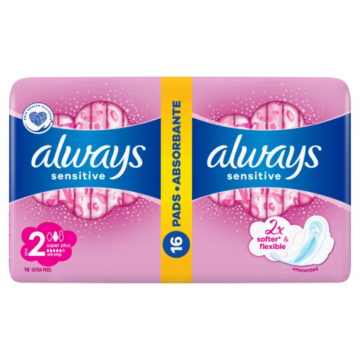 Always Ultra Sensitive Super Plus (veľkosť 2) Hygienické vložky s krídelkami, 16