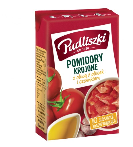 Pudliszki Sekané paradajky s olivovým olejom a cesnakom 390g