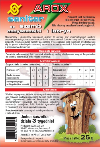 SANITÁRNA PRÍPRAVA. PRE septik, VRECKÁ 15X 25G