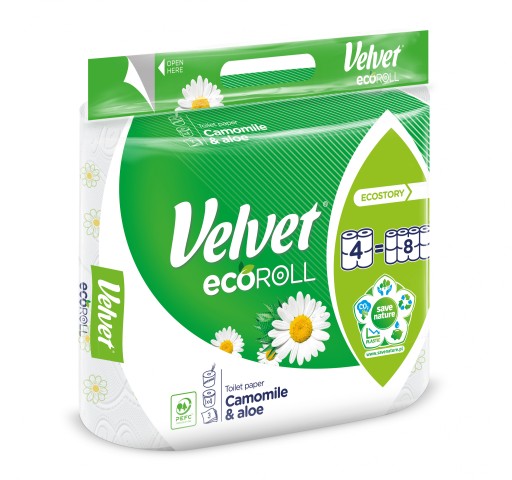 Toaletný papier Velvet EcoROLL Harmanček Aloe