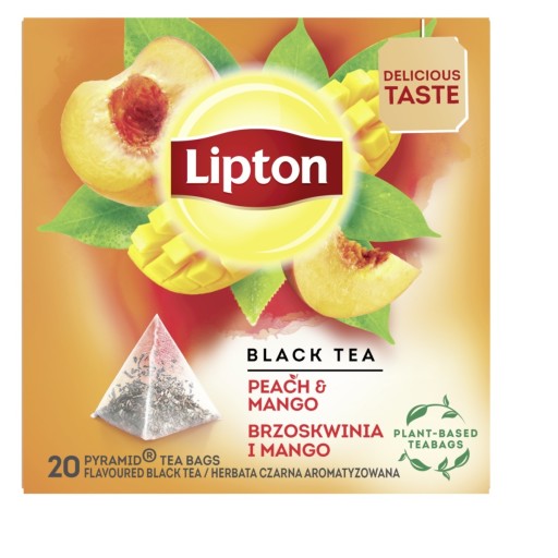 LIPTON Pyramídy Black Peach Mang