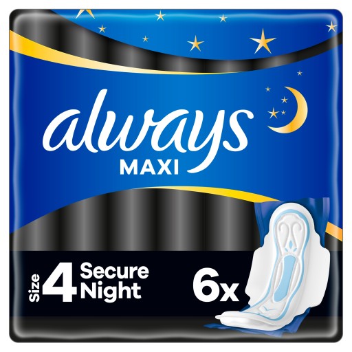 ALWAYS Classic MAXI NIGHT hygienické vložky s krídelkami veľkosť 4 SECURE NIGHT 6 ks