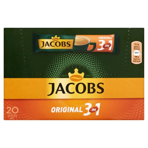 Jacobs instantná káva 3v1 3v1 Original 20 ks