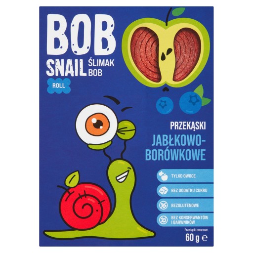 Bob Snail Snack jablko čučoriedka bezlepkové 60