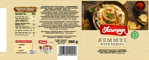 Cícerový hummus, hummus, tahini 380g Jasmeen