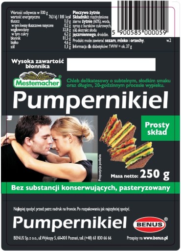 Benus Pumpernickel Chlieb 250 g