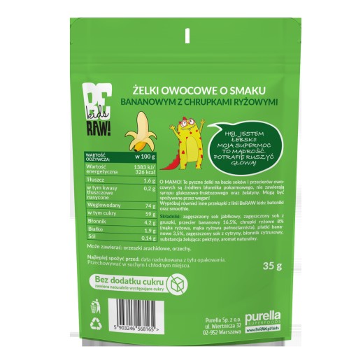Buďte Raw želé! banán s lupienkami 35 g bez cukru