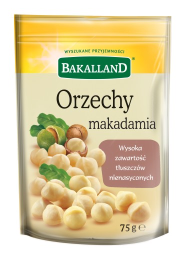 BAKALLAND Makadamiové orechy celé, lúpané, 75 g