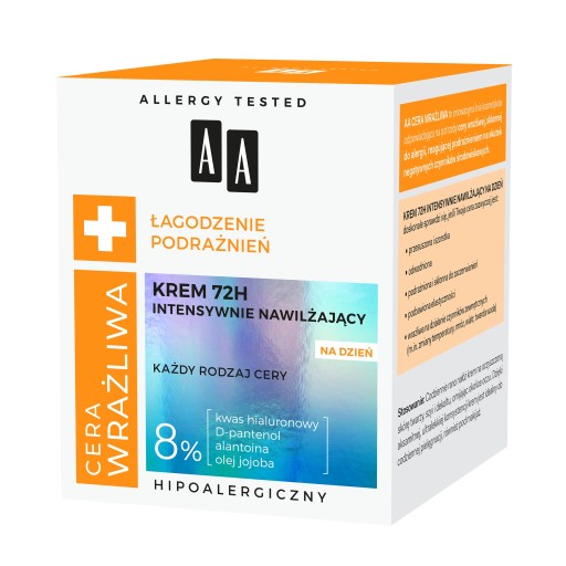 AA SENSITIVE SKIN krém 72H intenzívne hydratujúci tvár na deň 50 ml