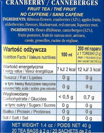 Malwa ovocný čaj Brusnica 20 ks